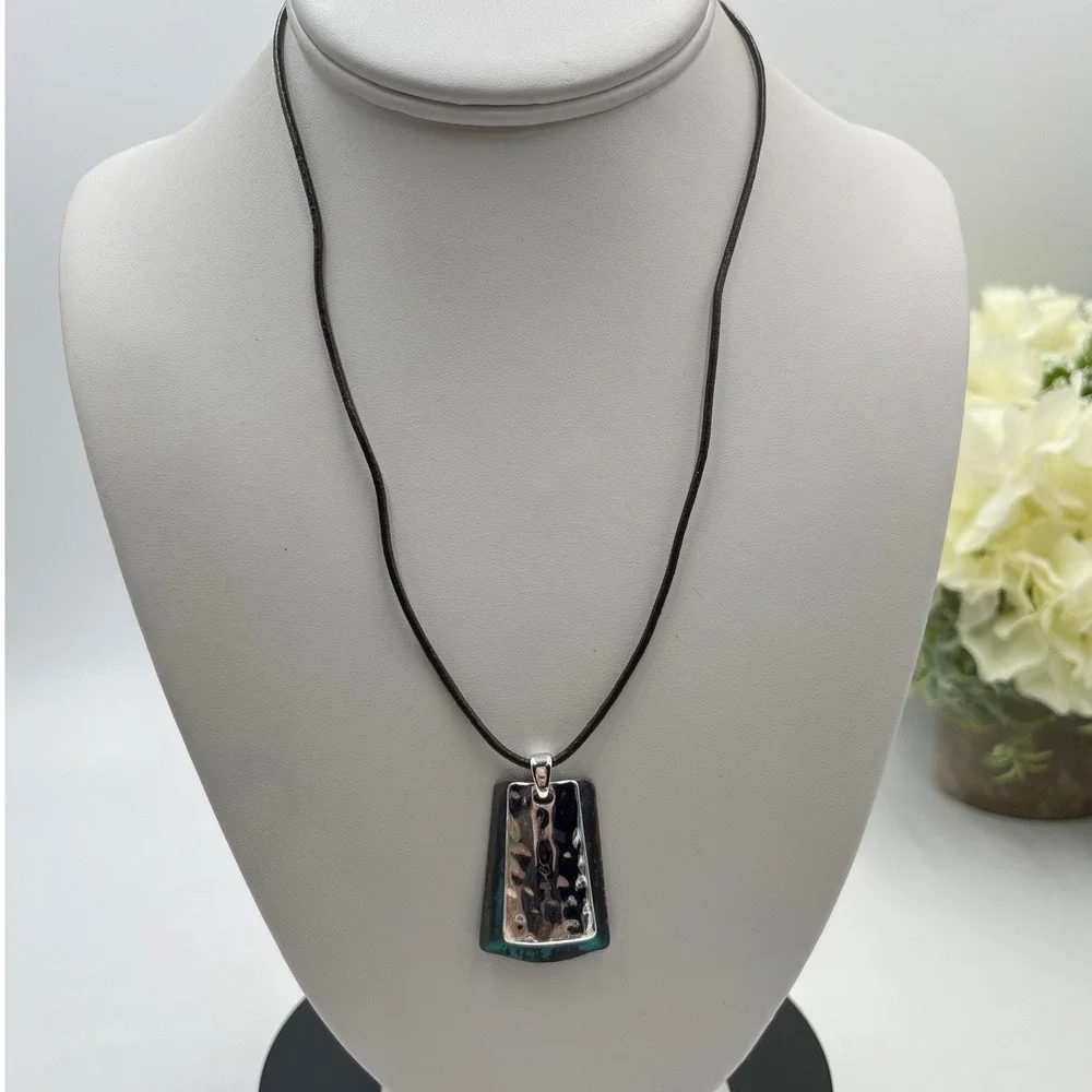 Robert Lee Morris Silver & leather charm chain Two Tone Necklace - Picture 1 of 11